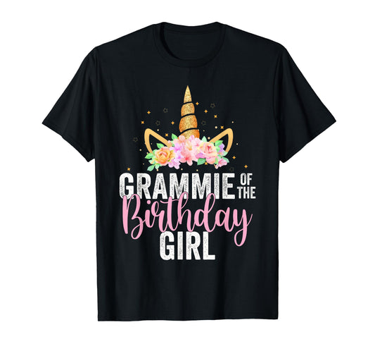 Grammie Of The Birthday Girl Unicorn Girls Family Matching T-Shirt