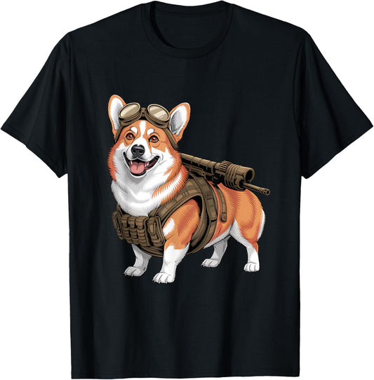 Tactical Corgi Steampunk Warrior Dog Lovers Design T-Shirt
