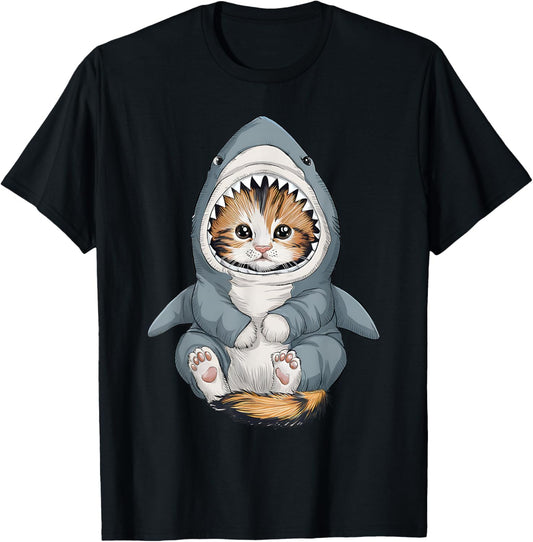 Cute Kitten in a Shark Costume Kitty My Cat is a Shark T-Shirt