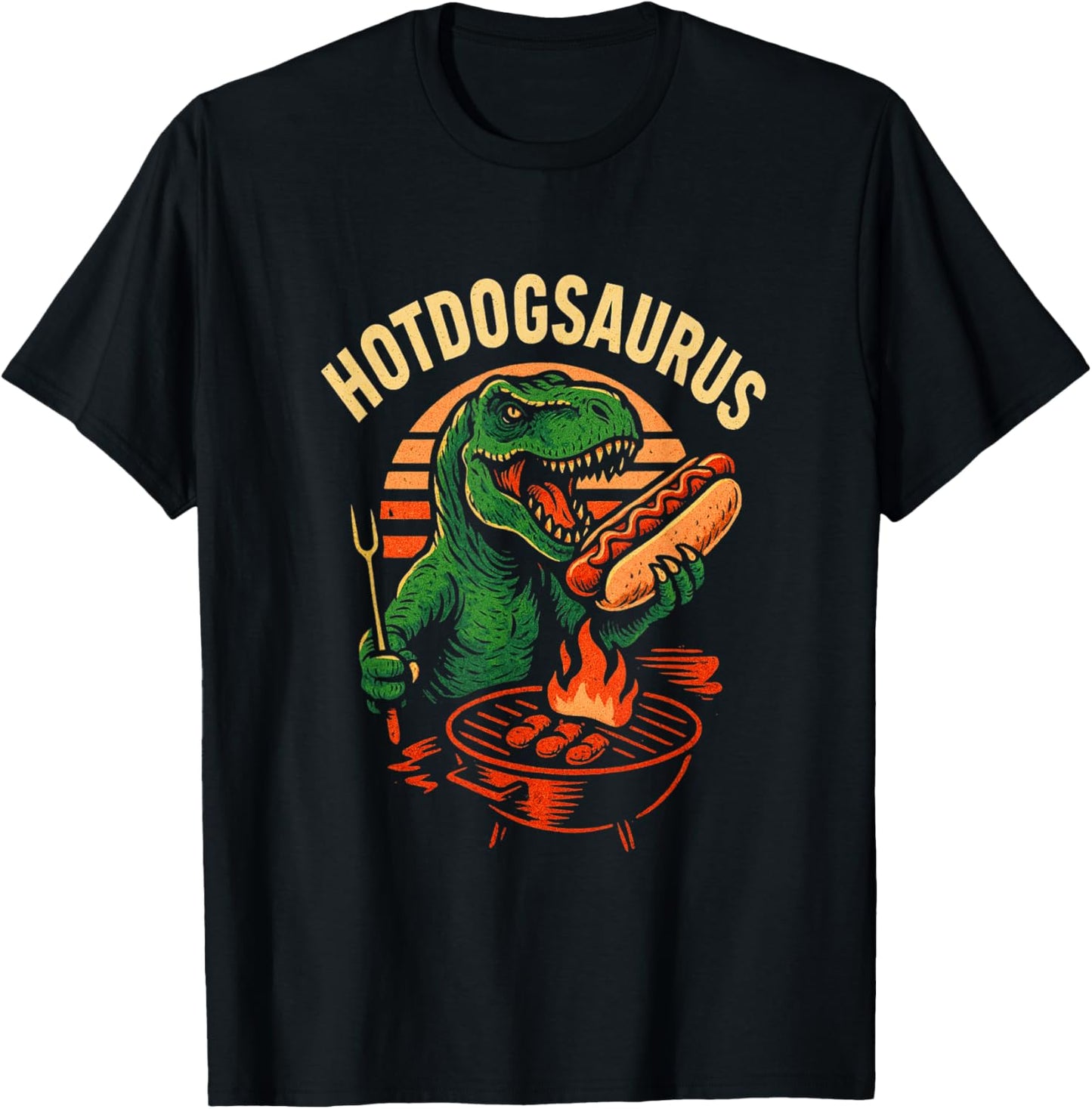 Hotdogsaurus T-Rex BBQ Grilling Funny Dinosaur Hot-Dog Lover T-Shirt