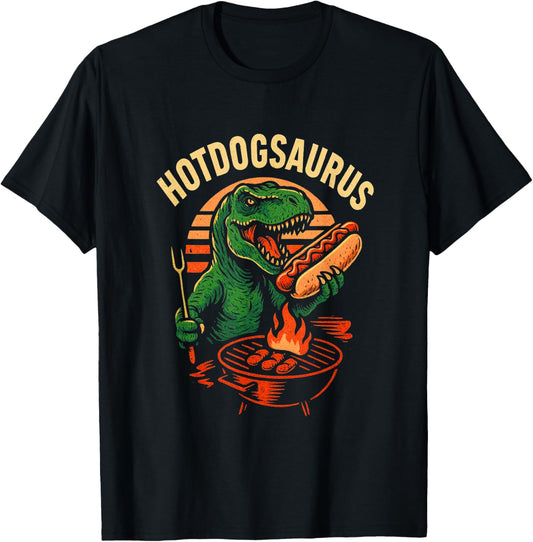 Hotdogsaurus T-Rex BBQ Grilling Funny Dinosaur Hot-Dog Lover T-Shirt