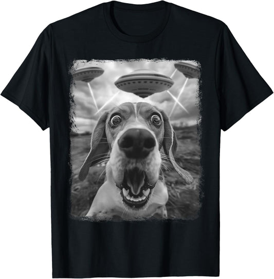 Beagle Dog UFO Alien Extraterrestrial Selfie T-Shirt