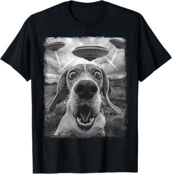 Beagle Dog UFO Alien Extraterrestrial Selfie T-Shirt for Men Women Kids