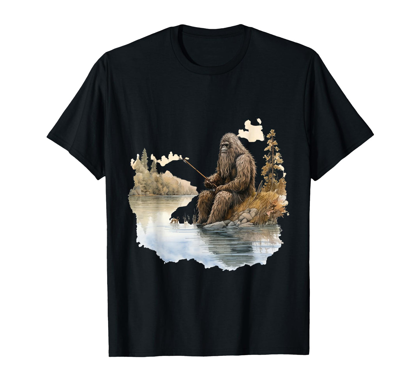 Fishing Bigfoot Sasquatch T-Shirt