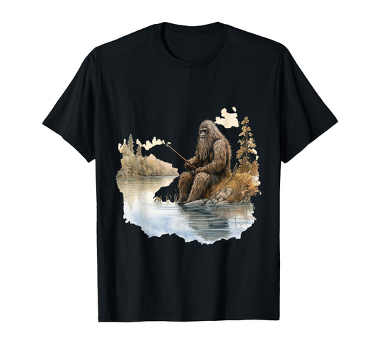Fishing Bigfoot Sasquatch T-Shirt