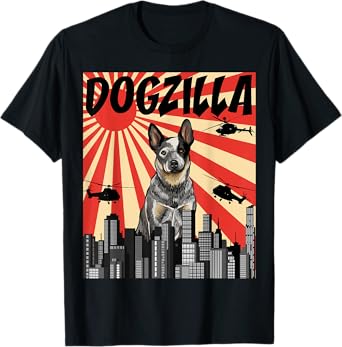 Funny Retro Japanese Dogzilla Australian Cattle Dog T-Shirt