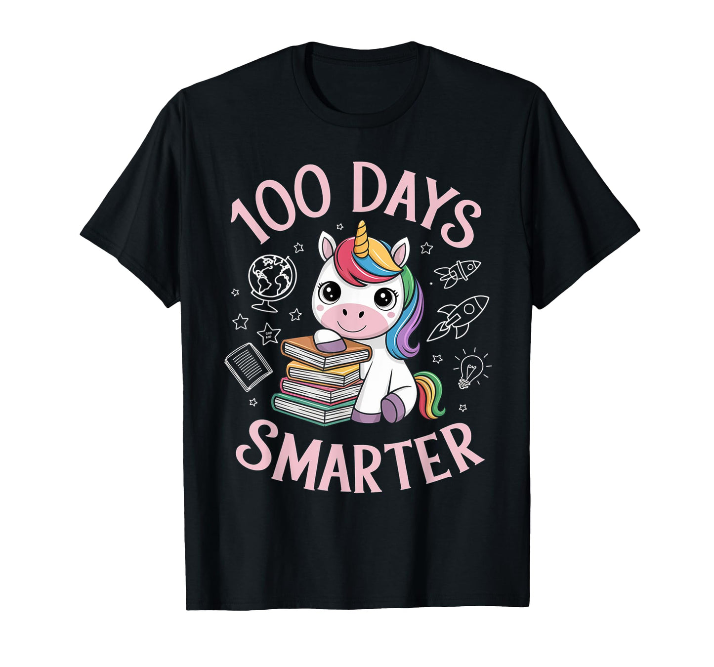 100 Days Smarter Happy 100th Day Of School Unicron Girls T-Shirt