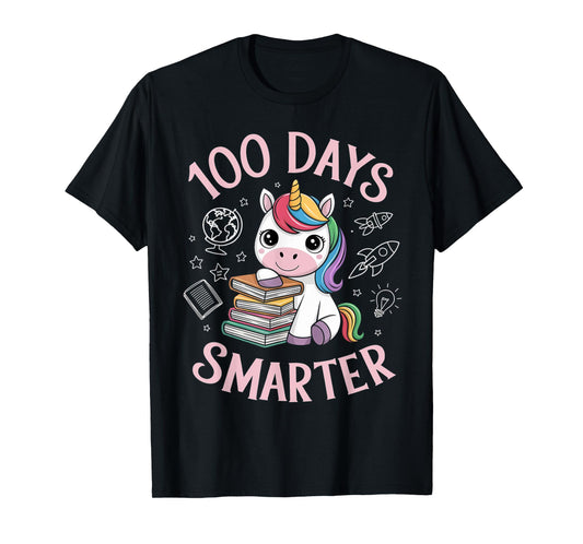 100 Days Smarter Happy 100th Day Of School Unicron Girls T-Shirt