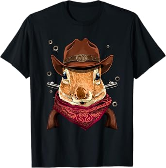 Cowboy Squirrel Western Rodeo Cowboy Hat and Bandana T-Shirt