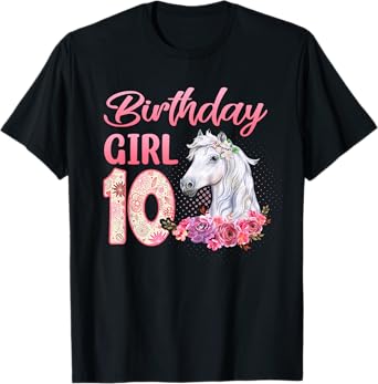 Horse Lovers 10th Birthday Girl Cute 10 Year Old T-Shirt