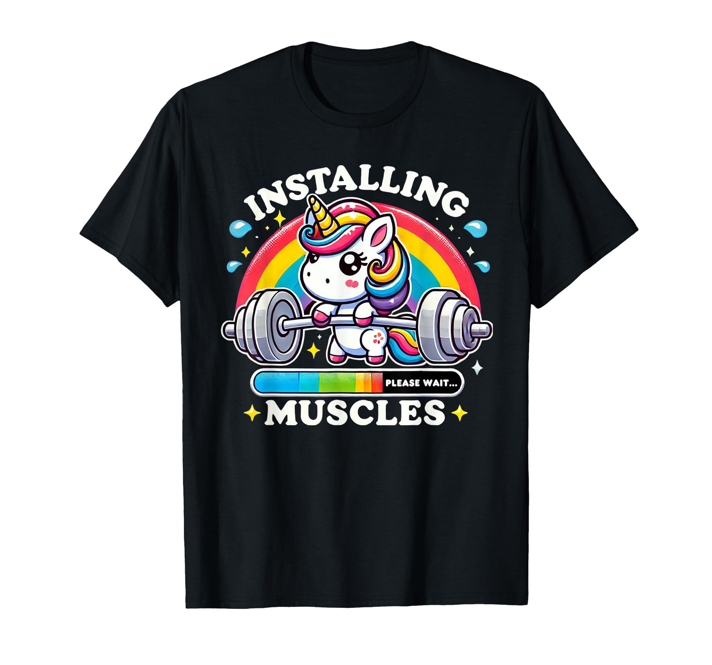 Installing Muscles Unicorn Workout Motivation Funny Gym T-Shirt