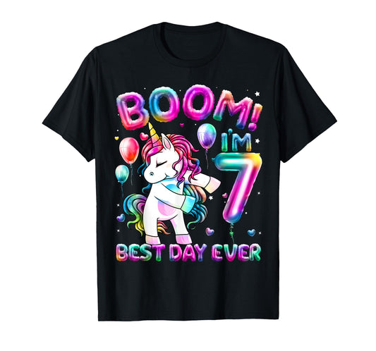 7 Years Old Flossing Unicorn Gifts 7th Birthday Girl Party T-Shirt
