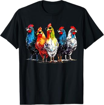 Cool Rooster Wearing Sunglasses Farmer Retro Farm Animals T-Shirt