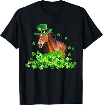 Horse Shamrock Horseback Riding Funny St Patrick's Day Gift T-Shirt