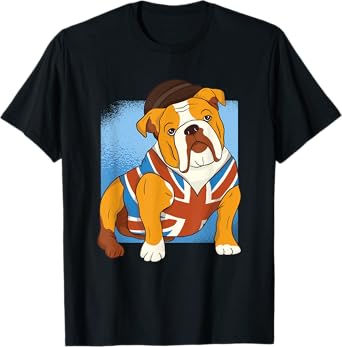 Union Jack British Flag UK British Isles English Bulldog Men Women Kids T-Shirt
