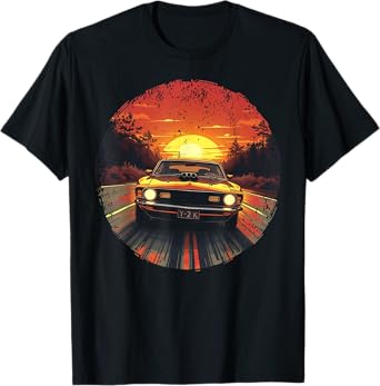 American Car Horsepower Classic Muscle Car Vintage Sunset T-Shirt