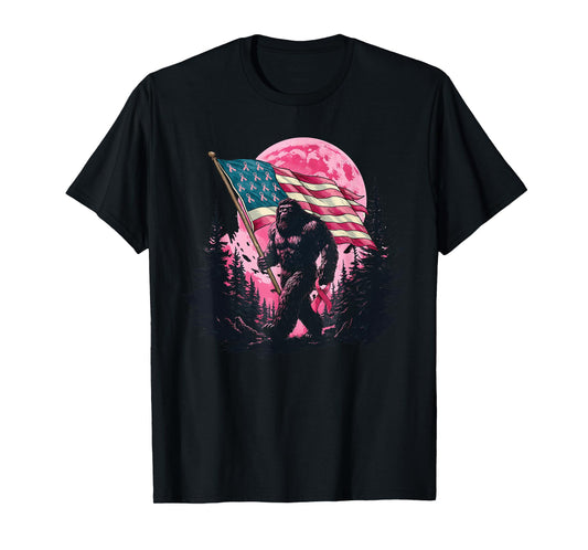 Bigfoot Pink Ribbon Breast Cancer Awareness Support Squad T-Shirt