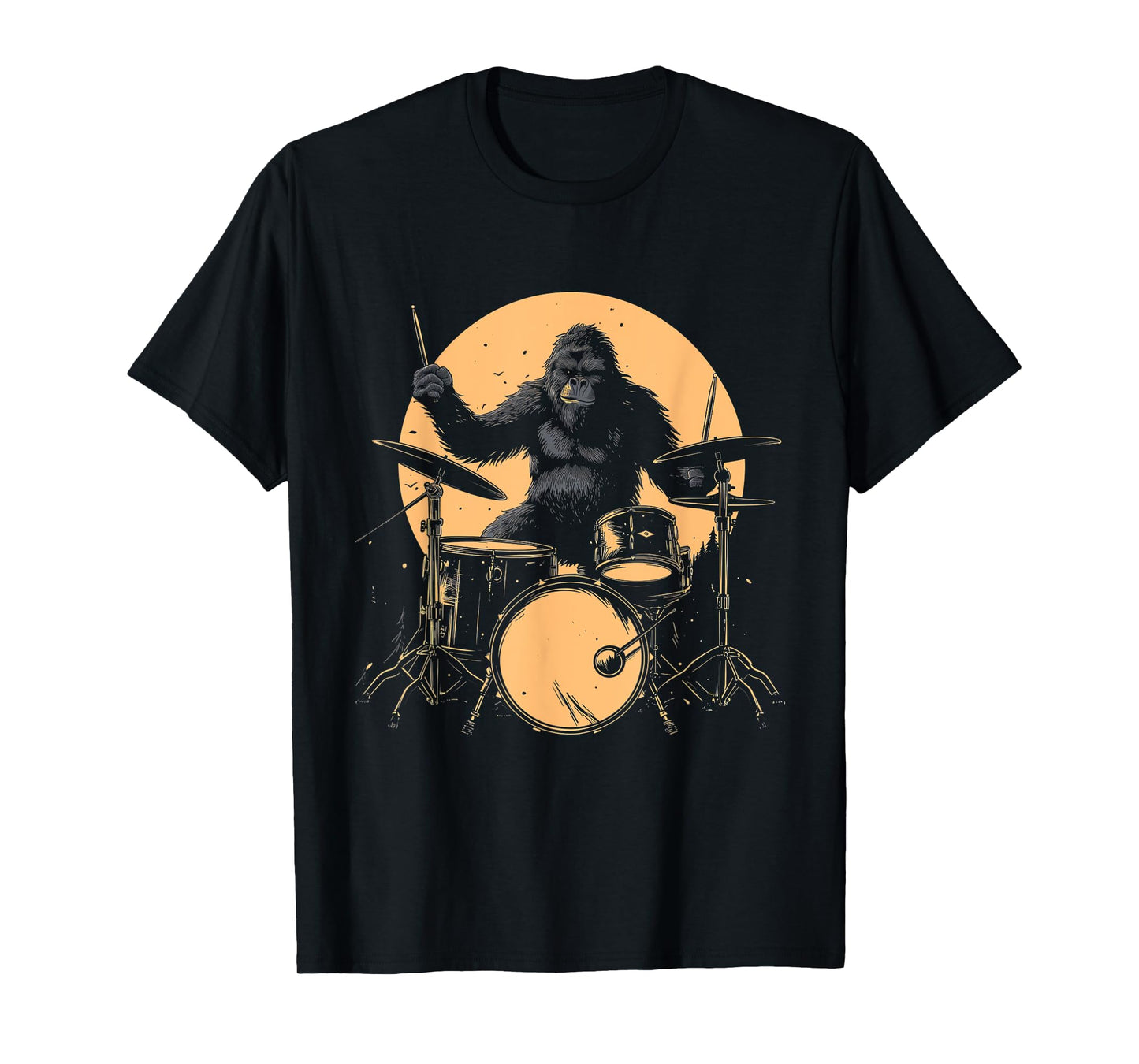 Drummer Bigfoot Playing Drums Funny Sasquatch Drumming T-Shirt