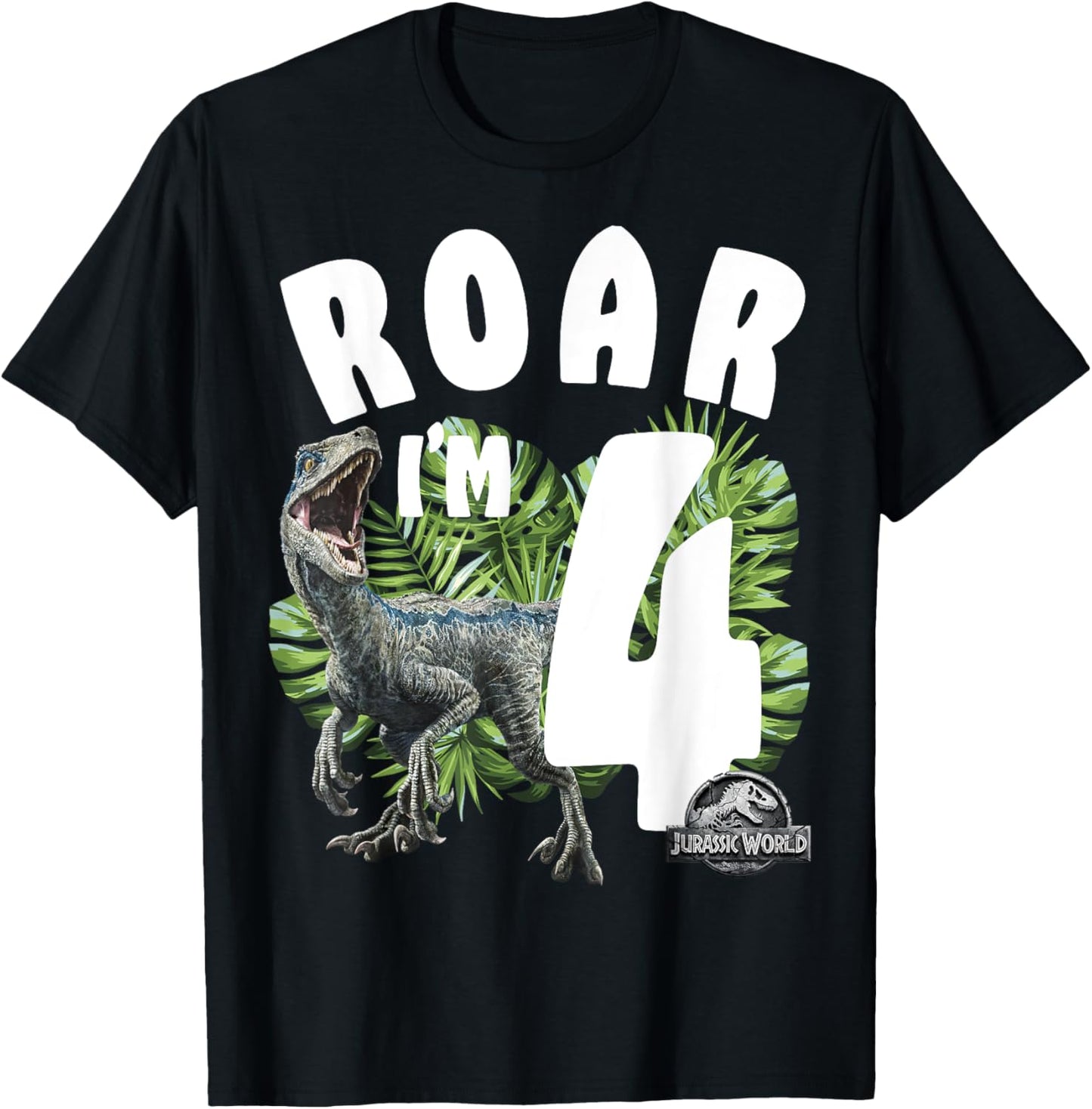 Jurassic World Birthday Raptor Roar I'm 4 T-Shirt