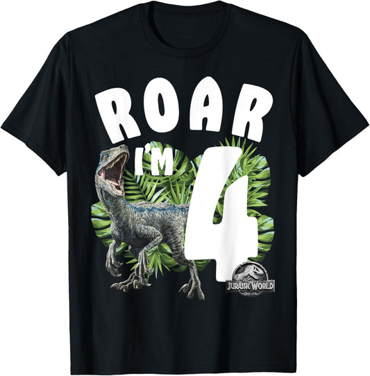 Jurassic World Birthday Raptor Roar I'm 4 T-Shirt