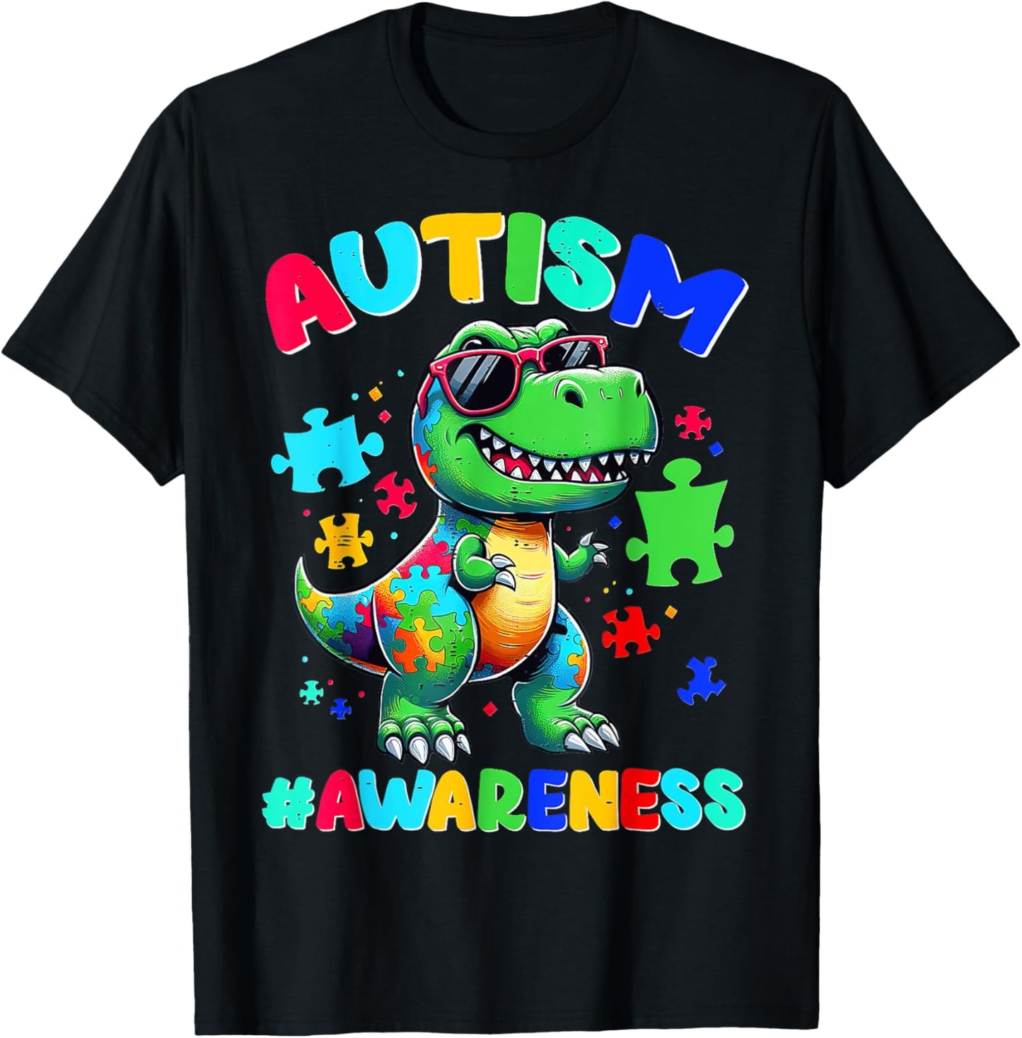 Boys Girls Kids Autism Awareness Dinosaur T-Shirt
