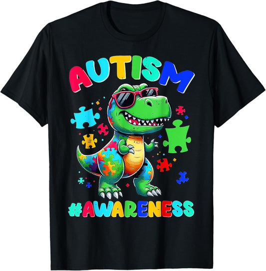 Boys Girls Kids Autism Awareness Dinosaur T-Shirt