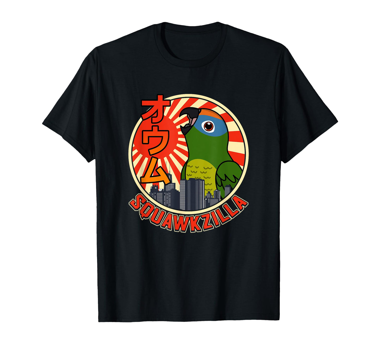 Squawkzilla Parrot I Screaming Peach-fronted Conure T-Shirt
