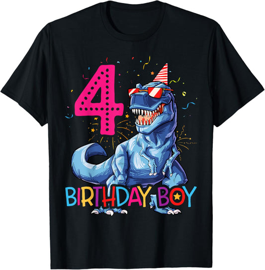Dinosaur T rex 4 year Old T shirt Kids 4th Birthday T-shirt T-Shirt