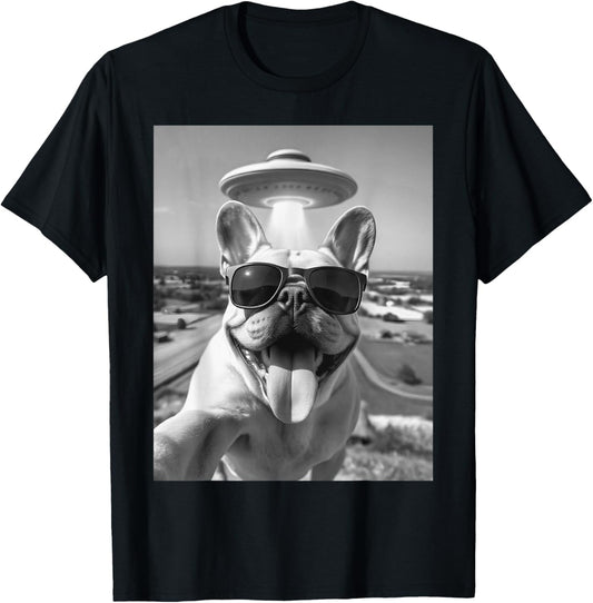 French Bulldog Selfie UFO Alien French Bulldog T-Shirt