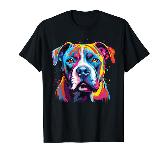 Watercolor Colorful American Bulldog Dog T-Shirt