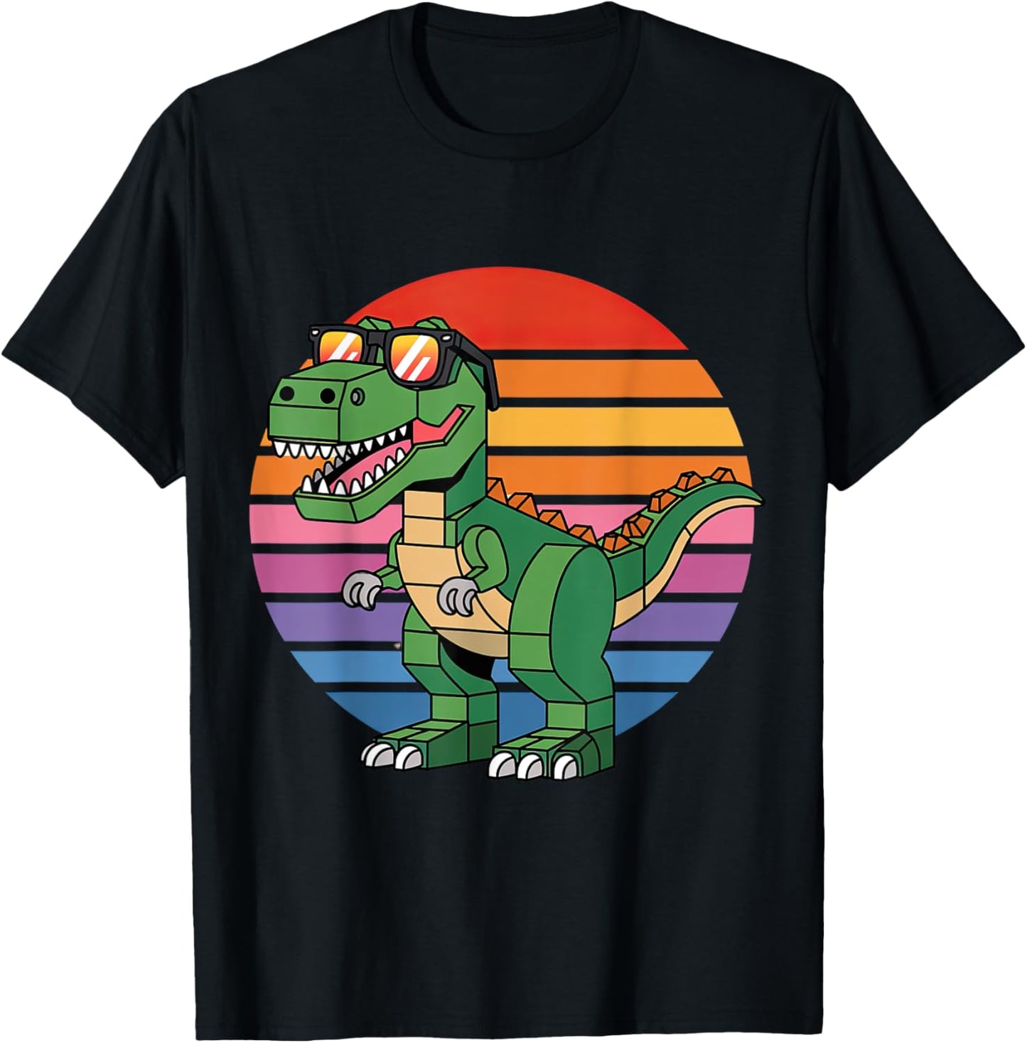 Brick Block Dinosaur Builder Retro Present Tee T-Shirt