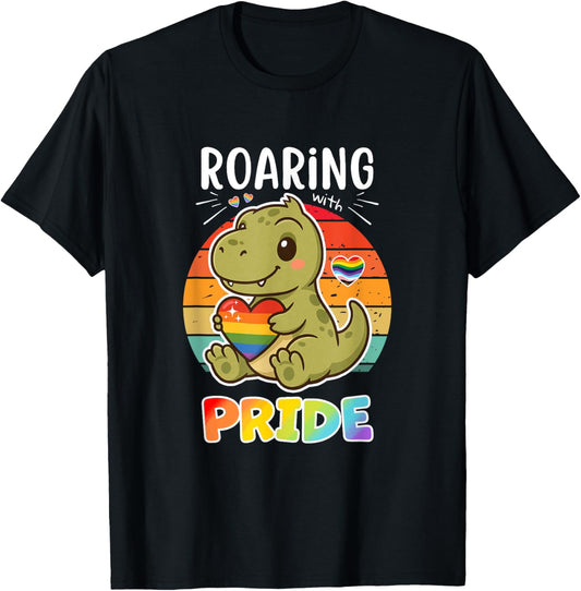 Cute LGBTQ Gay Pride Dinosaurs Roaring With Pride T-Shirt
