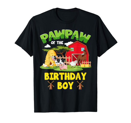 Pawpaw Of The Birthday Boy Farm Animals Barnyard Party T-Shirt