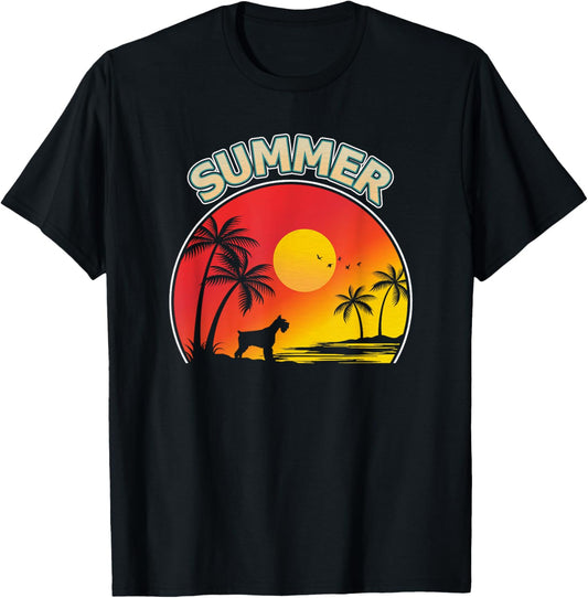 Palm Tree With Schnauzer Dog Beach Holiday Summer Vacation T-Shirt