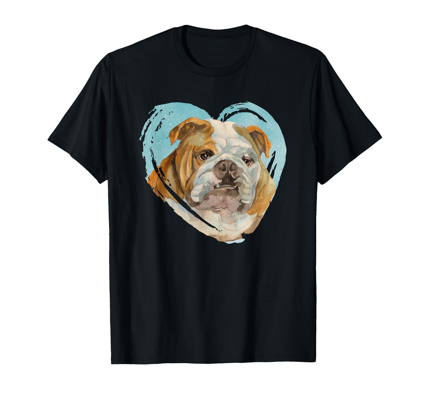 English Bulldog Portrait - Watercolor Dog Graphic Men Women Girls Kids T-Shirt