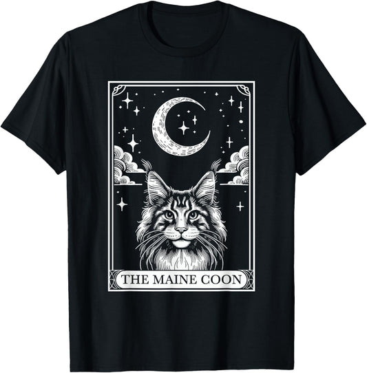 Tarot Card Vintage Crescent Moon MaineCoon Cat Mom Cat Lover T-Shirt