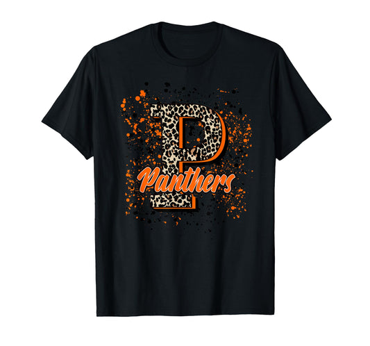 Panthers Mascot Orange and Black School Spirit T-Shirt