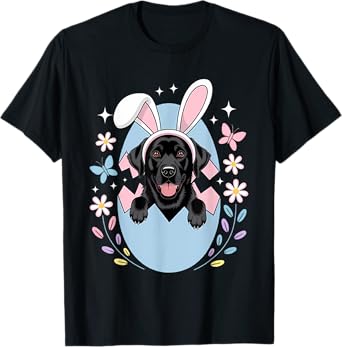 Labrador Golden Retriever Bunny Springs Eggs Easter Dog T-Shirt