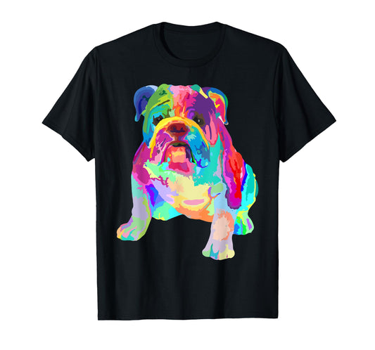 Dog Lover Gifts Womens Colorful Cool English Bulldog Mens T-Shirt