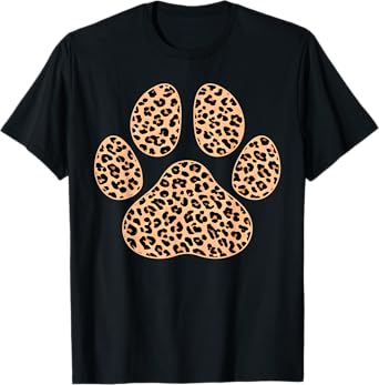 Cat Paw Print Cute Leopard Pattern Dog Lover Leopard Print Men Women Girls Kids T-Shirt