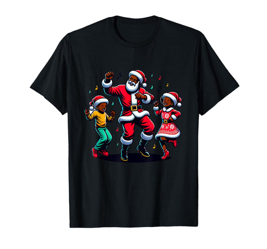 Black Christmas African American Santa Claus Christmas PJ T-Shirt