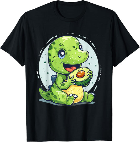 Avocado Dino Artwork Motif Dinosaur Lover Nature T-Rex Print T-Shirt