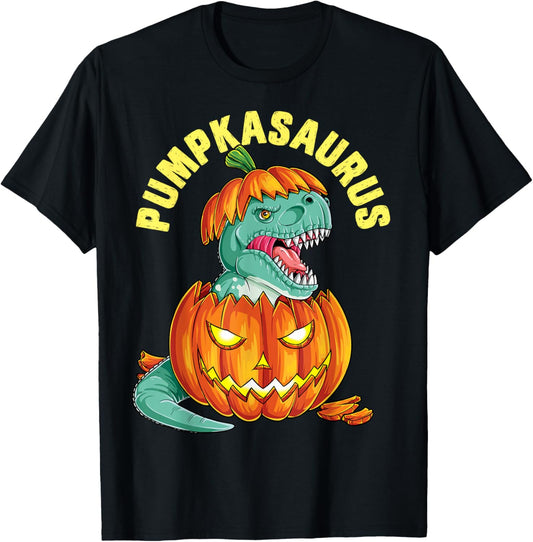 Halloween Boys Men Pumpkasaurus Dinosaur Pumpkin Funny T rex T-Shirt