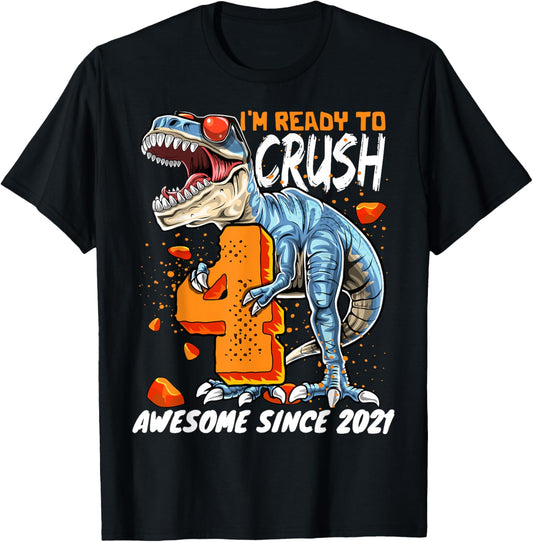 4th Birthday T Rex Dinosaur Party Boys Rawr I'm 4 T-Shirt