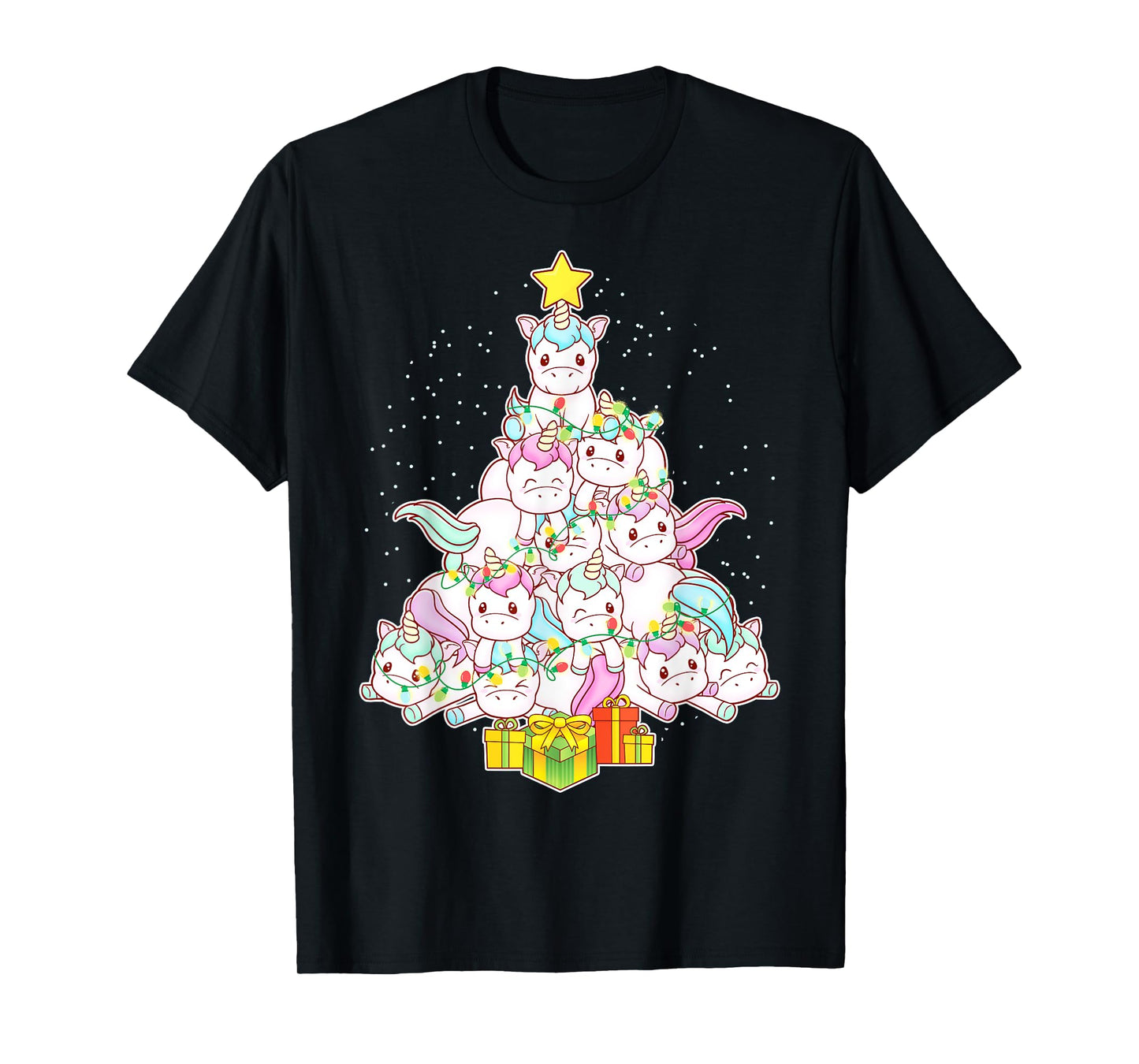 Unicorns Christmas Tree Unicorn Cute Girls Women Mom Kids T-Shirt