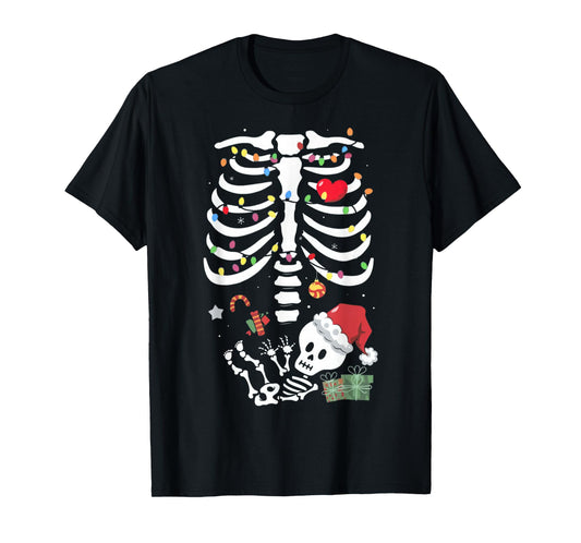 Cute Skeleton Baby Xmas Maternity Mom Pregnancy Christmas T-Shirt