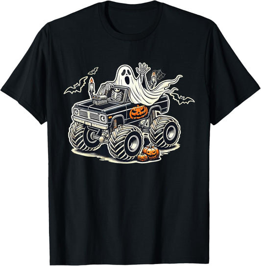 Big Little Boys Halloween Shirt Ghost Skeleton Kids Spooky T-Shirt