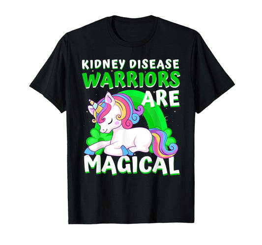 Warriors Are Magical Kidney Disease Awareness Unicorn Ribbon T-Shirt