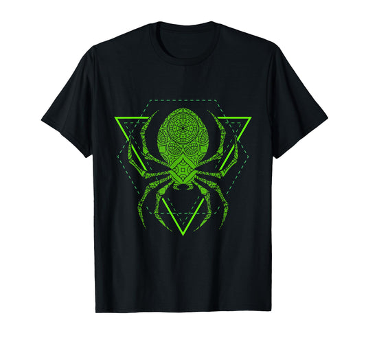 Sacred Geometry Halloween Spider Tribal Tattoo Mandala T-Shirt