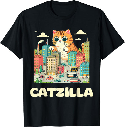 Catzilla Cat Art Funny Cat Gifts T-Shirt